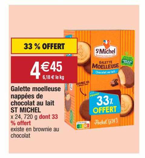 galette moelleuse nappées de chocolat au lait st michel