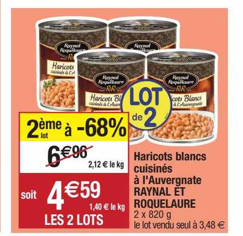 haricots blancs cuisinés à l'auvergnate raynal et roquelaure