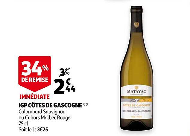 igp côtes de gascogne colombard sauvignon ou cahors malbec rouge