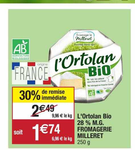 L'ortolan Bio Fromagerie Milleret