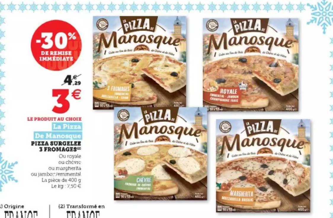 La Pizza De Manosque Pizza Surgelée 3 Fromages