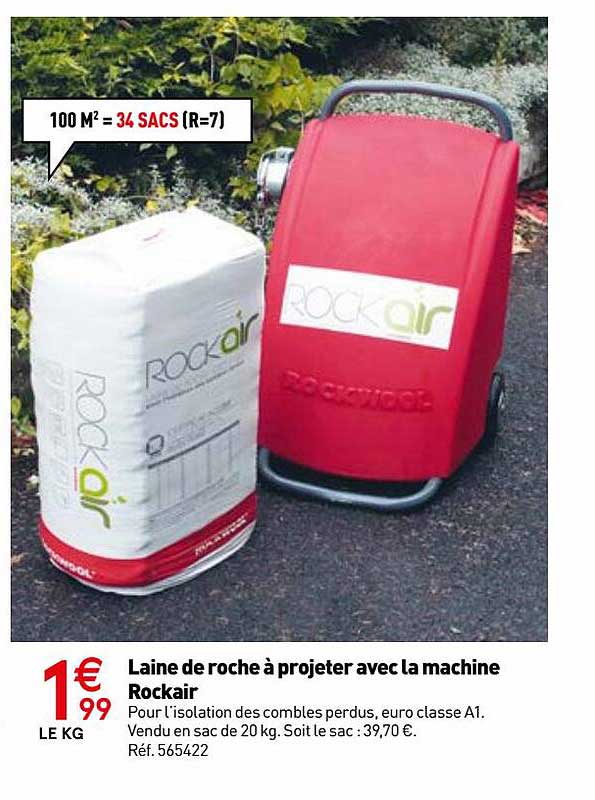 laine de roche à projeter avec la machine rockair