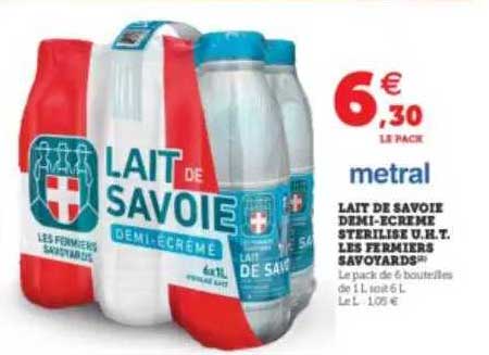 lait de savoie demi-écrémé stérilisé u.h.t. les fermiers savoyards