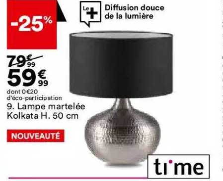 lampe martelée kolkata h. 50 cm time