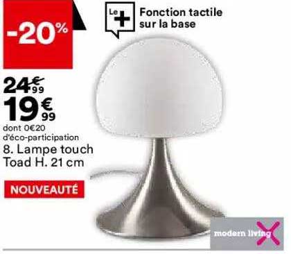 lampe touch toad h. 21 cm modern living