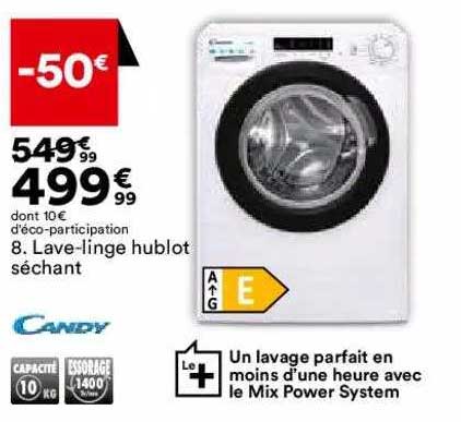 lave-linge hublot séchant candy