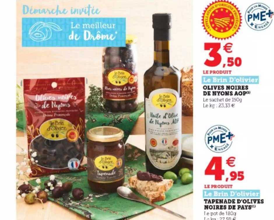 le brin d'olivier olives noires de nyons aop ou tapenade d'olives noires de pays