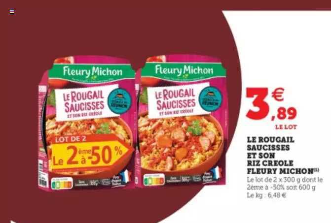 le rougail saucisses et son riz créole fleury michon
