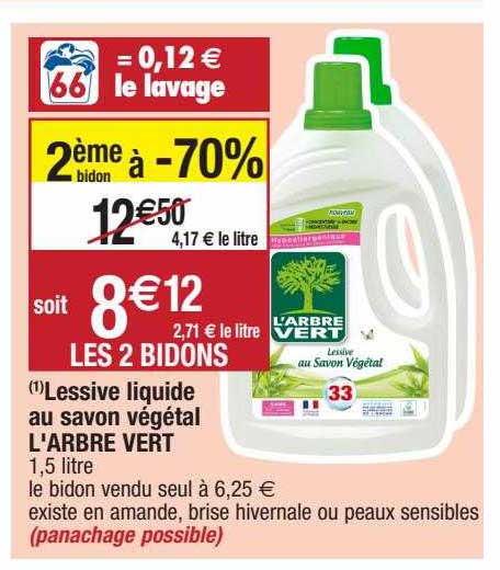 lessive liquide au savon végétal l'arbre vert