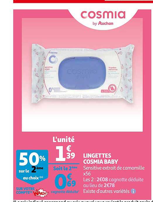 Lingettes Cosmia Baby