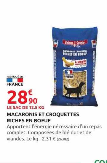 macaronis et croquettes riches en boeuf