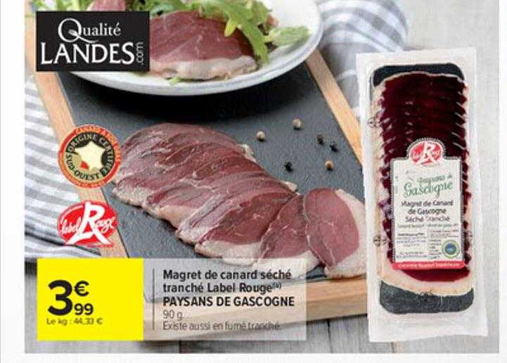 magret de canard séché tranché label rouge paysans de gascogne label rouge