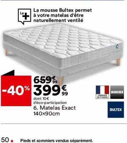 Matelas Exact 140 X 90 Cm Bultex