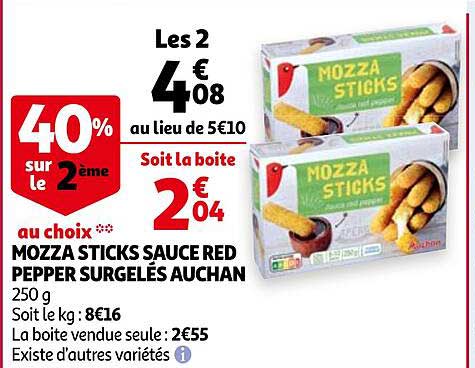 mozza sticks sauce red pepper surgelés auchan