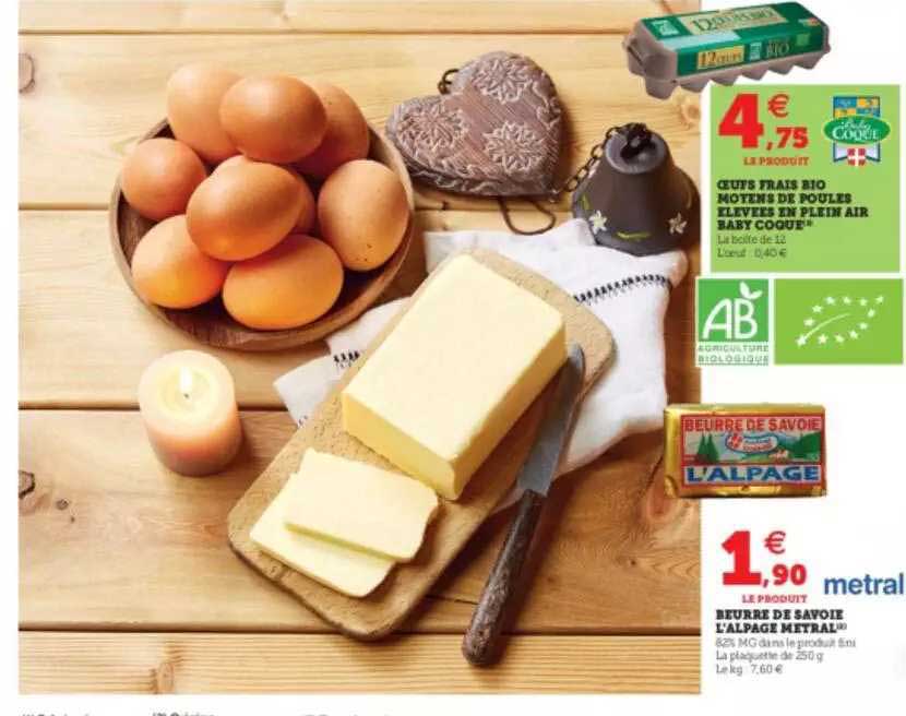 Oeufs Frais Bio Moyens De Poules élevées En Plein Air Baby Coque, Beurre De Savoie L'alpage Metral