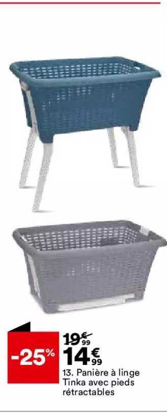 panière à linge tinka avec pieds rétractables