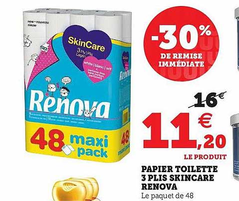papier toilette 3 plis skincare renova