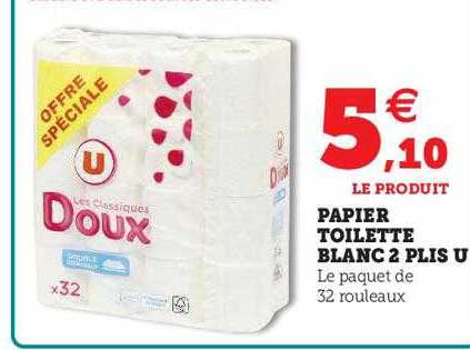 papier toilette blanc 2 plis u