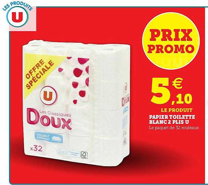 papier toilette blanc 2 plis u