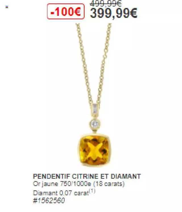 pendentif citrine et diamant