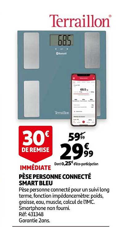 pèse personne connecté smart bleu