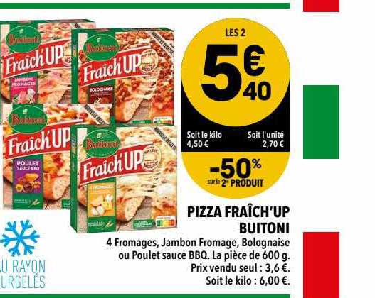 pizza fraîch'up buitoni -50% sur le 2ème produit