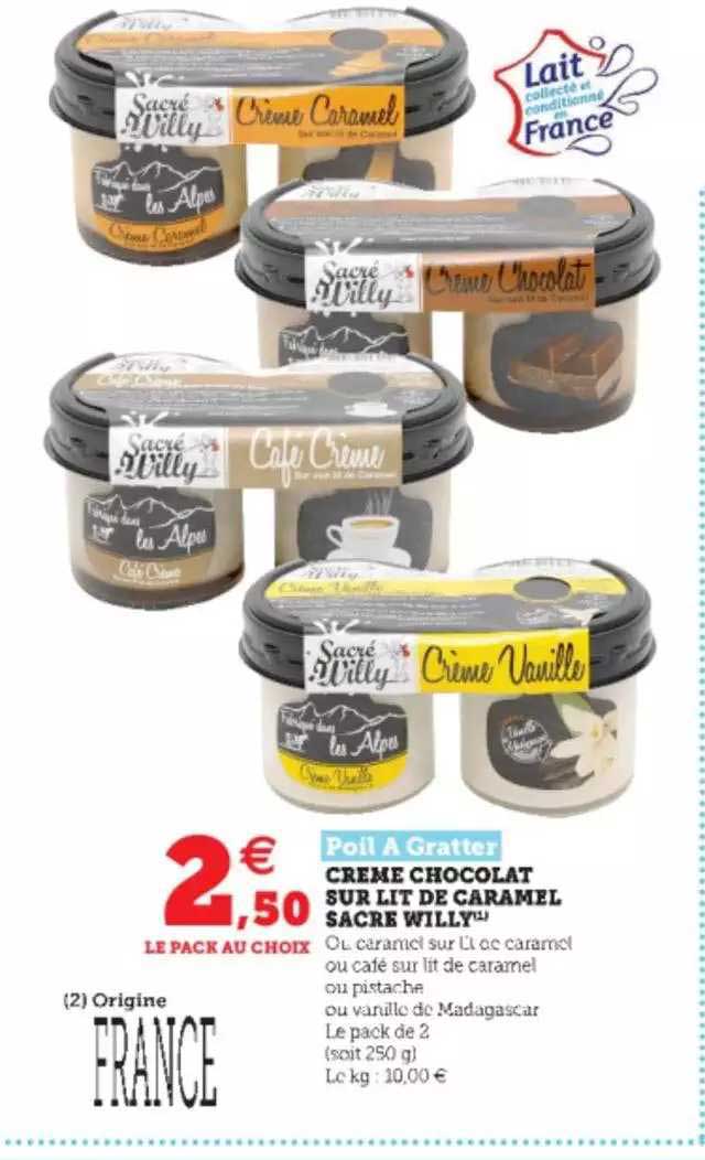 poil à gratter crème chocolat sur lit de caramel sacre willy