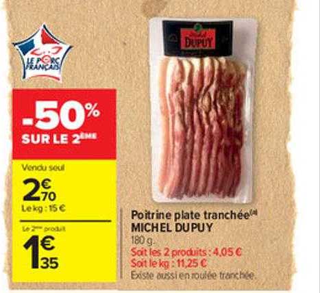 poitrine plate tranchée michel du puy -50% sur le 2ème
