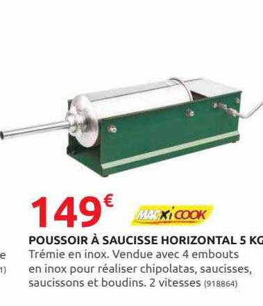 poussoir à saucisse horizontal 5 kg macxi cook