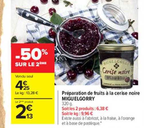 préparations de fruits à la cerise noire miguelgorry