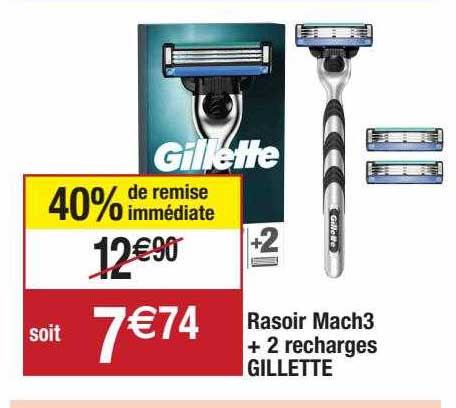 rasoir mach3 + 2 recharges gillette