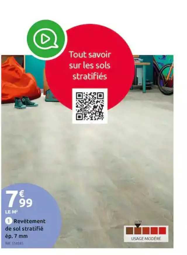 revêtement de sol stratifié ép. 7 mm