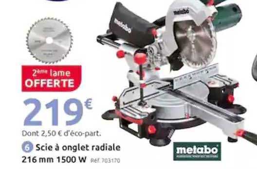 Scie à Onglet Radiale 216 Mm 1500 W Metabo