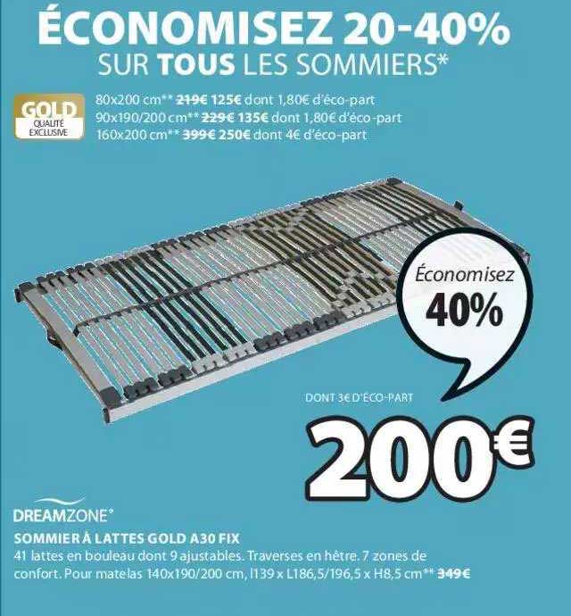 sommier à lattes gold a30 fix dreamzone