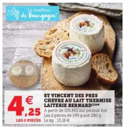 st vincent des près chèvre au lait thermisé laiterie bernard
