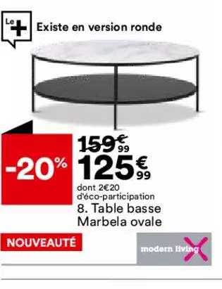 table basse marbela ovale modern living