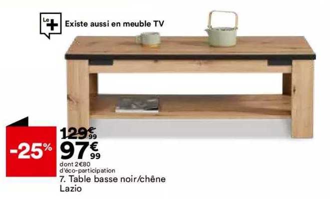 table basse noir - chêne lazio