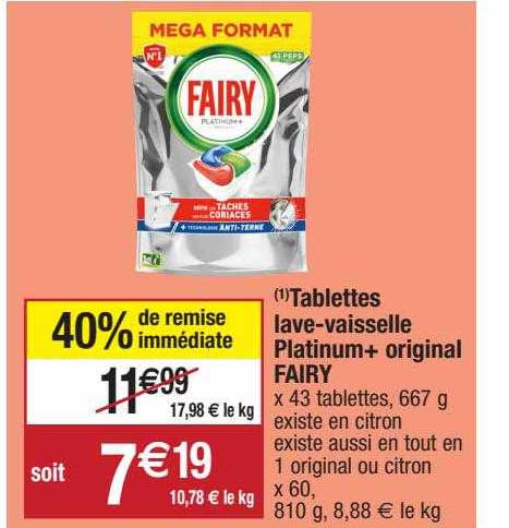 tablettes lave-vaisselle platinum+ original fairy