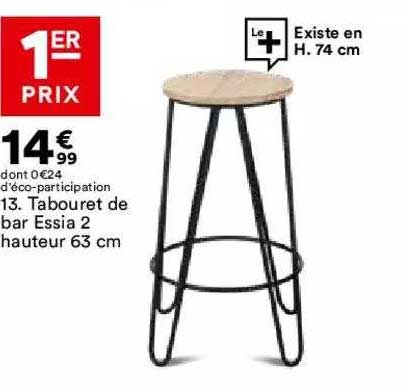 tabouret de bar essia 2 hauteur 63 cm