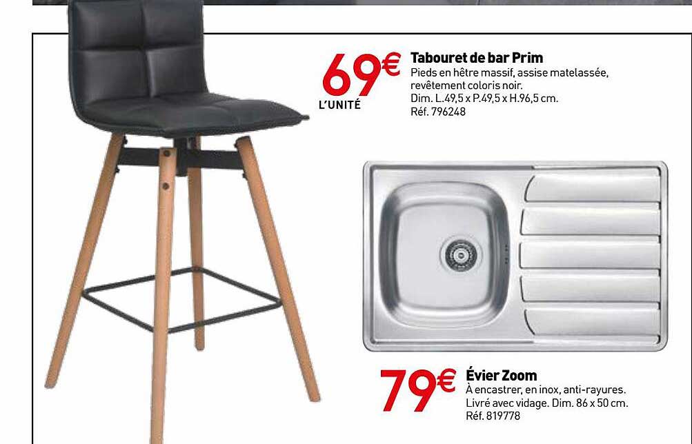 tabouret de bar prim évier zoom
