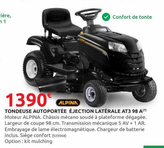 tondeuse autoportée éjection latérale at3 98 a