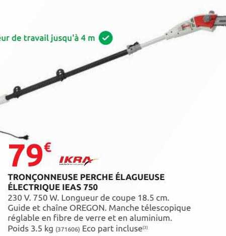 tronçonneuse perche élagueuse électrique ieas 750 ikra