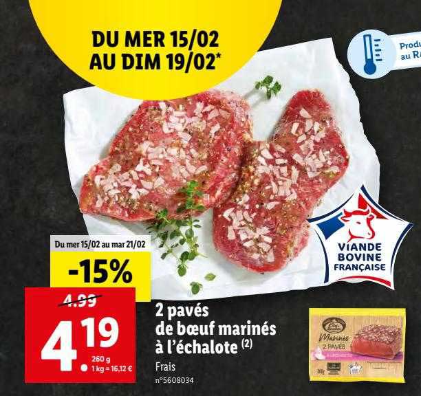 2 pavés de bœuf marinés à l'échalote
