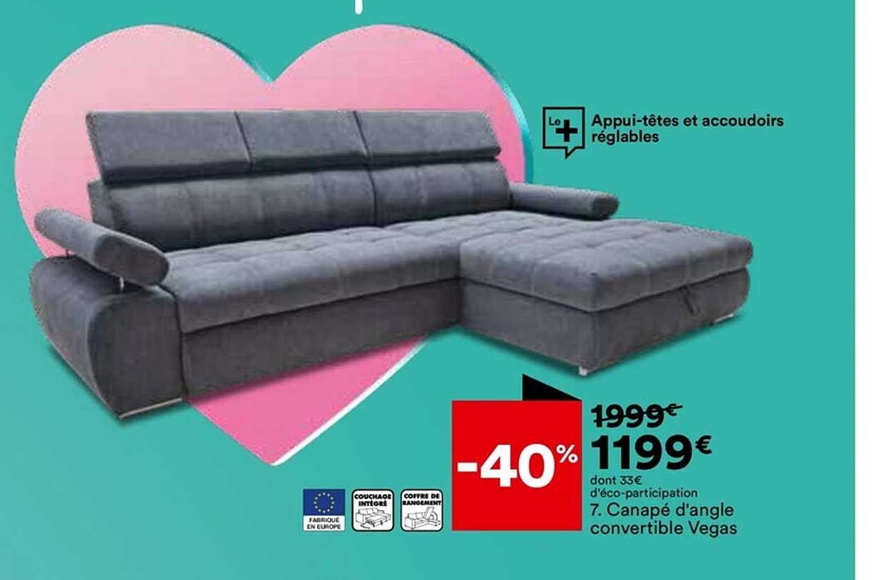 canapé d'angle convertible vegas