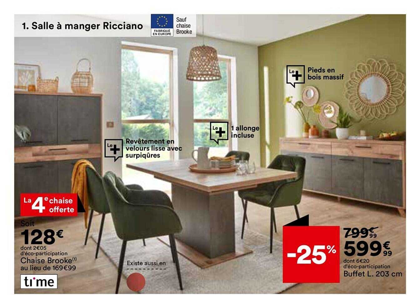 chaise brooke ti'me, buffet l. 203 cm