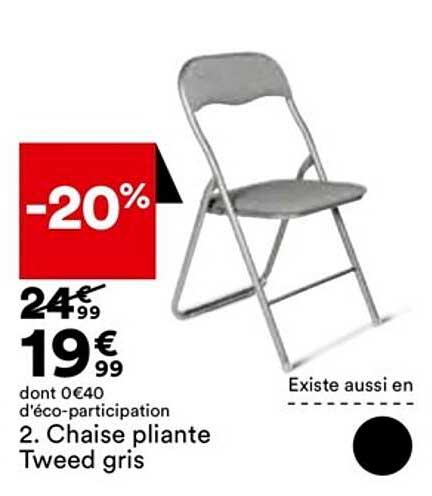 chaise pliante tweed gris