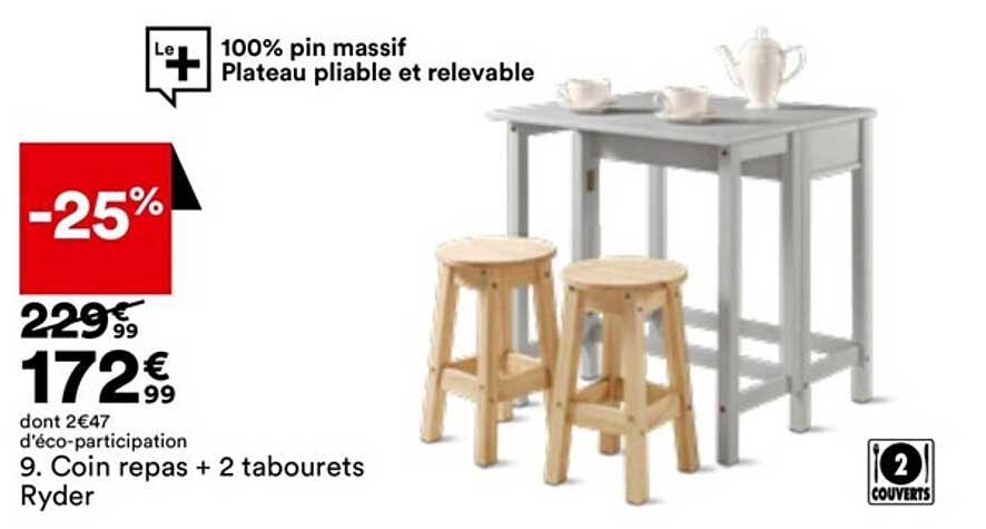 coin repas + 2 tabourets ryder