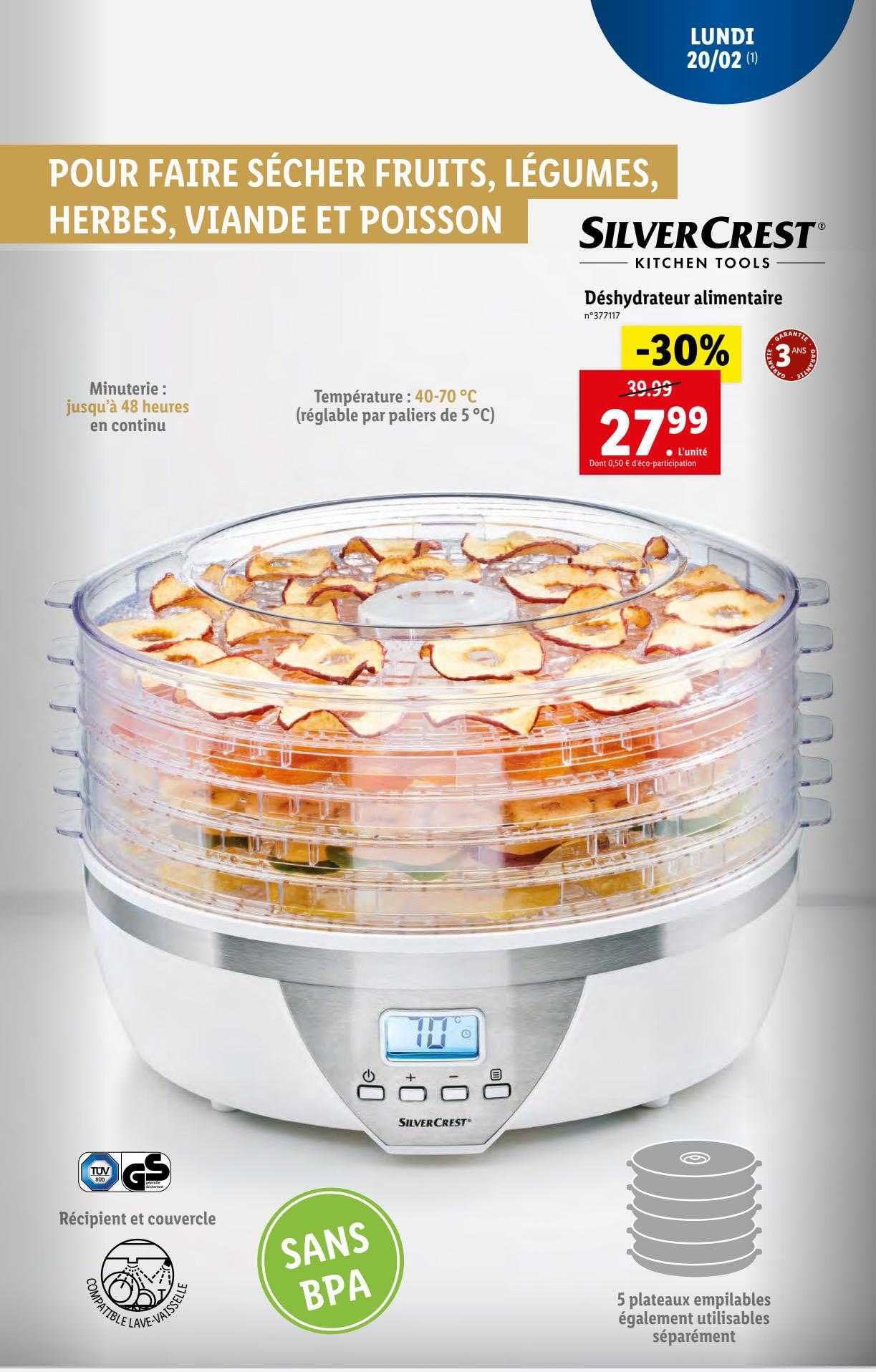 déshydrateur alimentaire silver crest