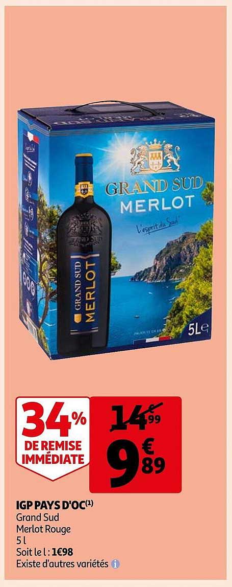 Igp Pays D'oc Grand Sud Merlot Rouge
