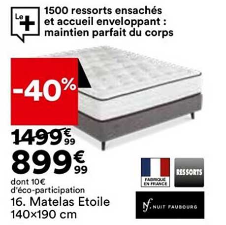 matelas étoile 140 x 190 cm nuit faubourg